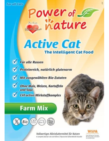 Power of Nature Active Cat Farm Mix - kurczak, łosoś, jagnięcina i brązowy ryż  6 kg
