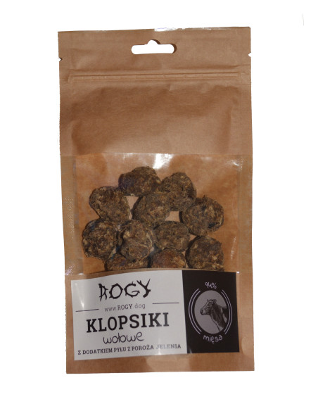 ROGY- przekąska klopsiki wołowe + pył z poroża 80g