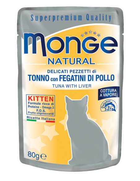 Monge Buste - Tuńczyk z wątróbkami Kitten 80g saszetka