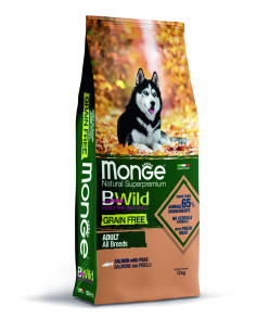 Monge DOG Bwild Grain Free-Łosoś z groszkiem 12kg