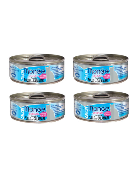 CZTEROPAK Monge Delicate - Kurczak z kalmarami 4x80g