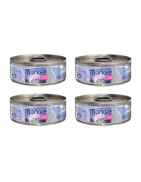 CZTEROPAK Monge Delicate - Kurczak z omletem i anchois 4x80g