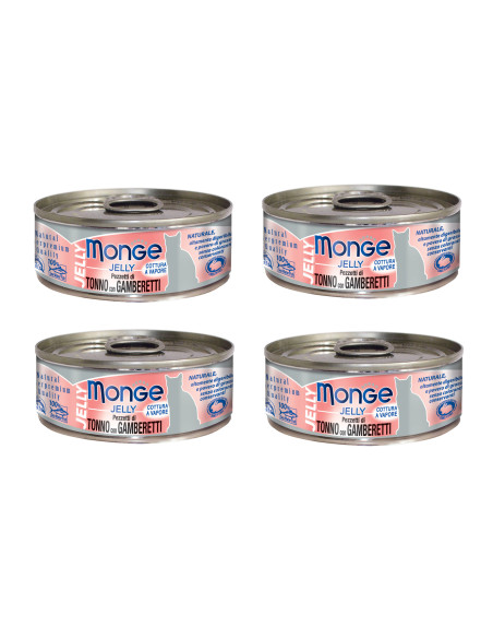 CZTEROPAK Monge Jelly - Tuńczyk z krewetkami 4x80g