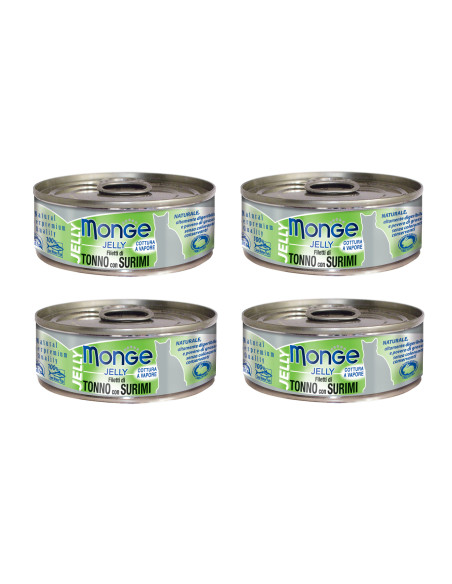 CZTEROPAK Monge Jelly - Tuńczyk z surimi 4x80g
