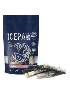 ICEPAW Lachssticks - suszone i zwijane skóry łososia dla psów 100g