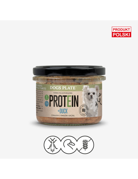 Dogs Plate Protein Duck - karma dla psów z mięsa kaczki i białka owadów 180g