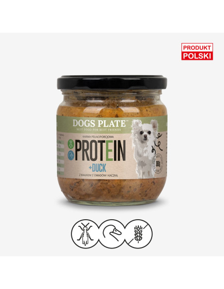 Dogs Plate Protein Duck - karma dla psów z mięsa kaczki i białka owadów 360g