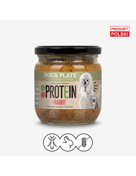 Dogs Plate Protein Rabbit - karma dla psów z mięsa królika i białka owadów 360g