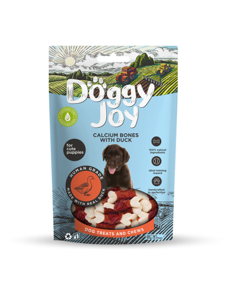 DOGGY JOY - KOSTKI WAPIENNE Z KACZKĄ 90G