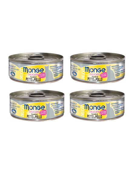 CZTEROPAK Monge Delicate - Piers z kurczaka 4x80g
