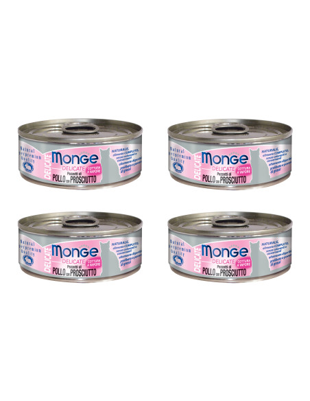 CZTEROPAK Monge Delicate - Kurczak z szynka 4x80g