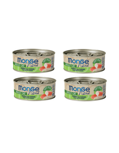 CZTEROPAK Monge Jelly - Tuńczyk z surimi 4x80g