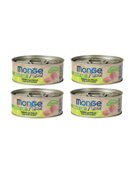CZTEROPAK Monge Natural - Tuńczyk żółtopłetwy i kurczak 4x80g